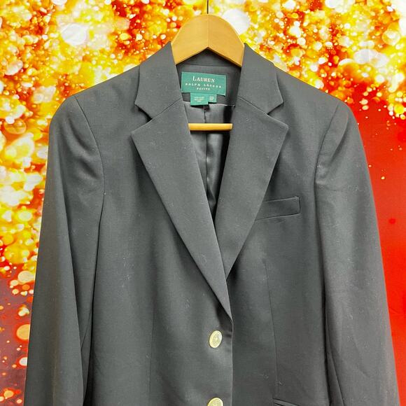 Vintage Lauren Ralph Lauren Petite Womens 2 Buttons Blazer Size 8P 100% Wool - Picture 3 of 9